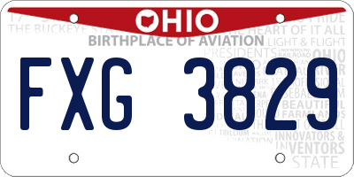 OH license plate FXG3829