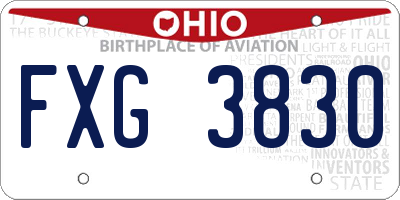 OH license plate FXG3830