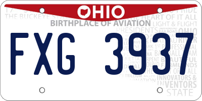OH license plate FXG3937