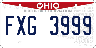 OH license plate FXG3999