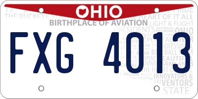 OH license plate FXG4013