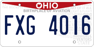 OH license plate FXG4016
