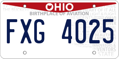 OH license plate FXG4025