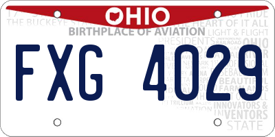 OH license plate FXG4029