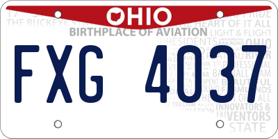 OH license plate FXG4037
