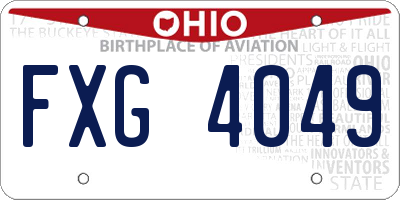 OH license plate FXG4049