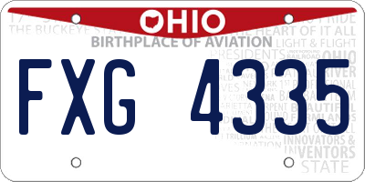 OH license plate FXG4335