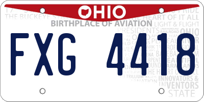 OH license plate FXG4418