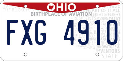 OH license plate FXG4910