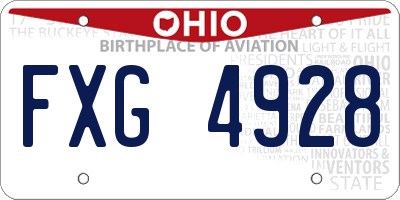 OH license plate FXG4928