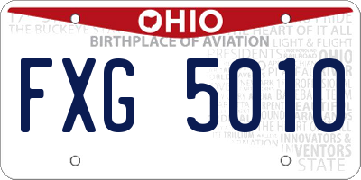 OH license plate FXG5010
