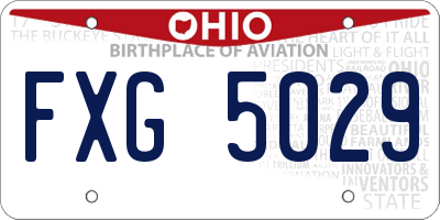 OH license plate FXG5029