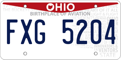 OH license plate FXG5204