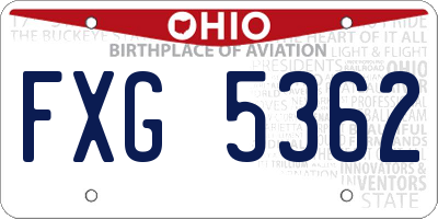 OH license plate FXG5362