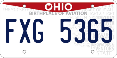 OH license plate FXG5365