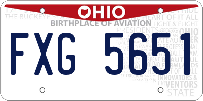 OH license plate FXG5651