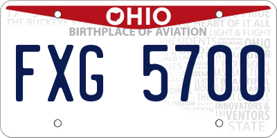 OH license plate FXG5700