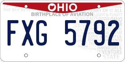 OH license plate FXG5792