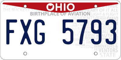 OH license plate FXG5793