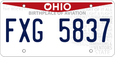 OH license plate FXG5837
