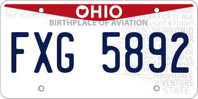 OH license plate FXG5892