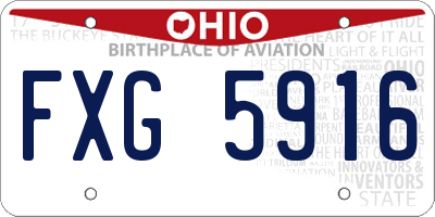 OH license plate FXG5916