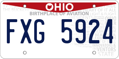 OH license plate FXG5924