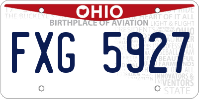 OH license plate FXG5927