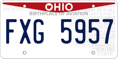 OH license plate FXG5957