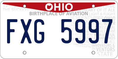 OH license plate FXG5997