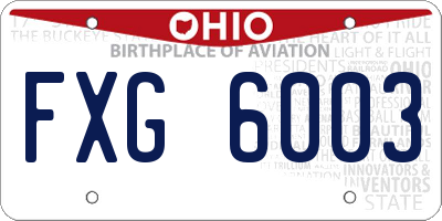 OH license plate FXG6003