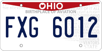 OH license plate FXG6012
