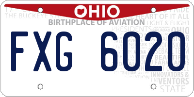 OH license plate FXG6020