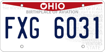 OH license plate FXG6031