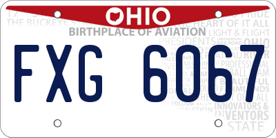OH license plate FXG6067