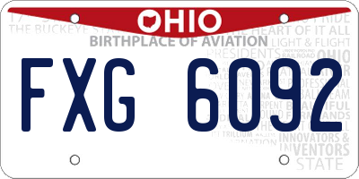 OH license plate FXG6092