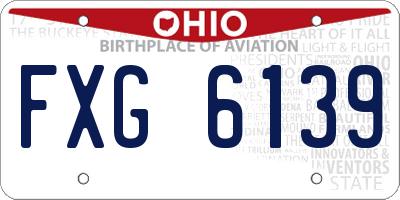 OH license plate FXG6139