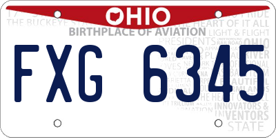 OH license plate FXG6345