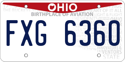 OH license plate FXG6360