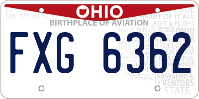 OH license plate FXG6362