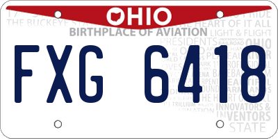 OH license plate FXG6418