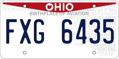 OH license plate FXG6435