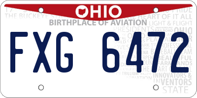 OH license plate FXG6472