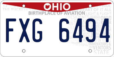 OH license plate FXG6494