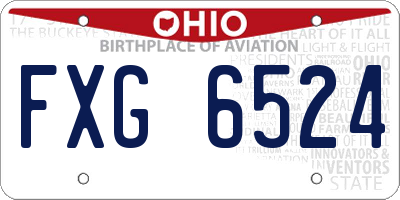 OH license plate FXG6524