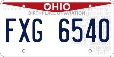 OH license plate FXG6540