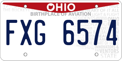 OH license plate FXG6574