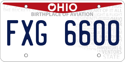 OH license plate FXG6600