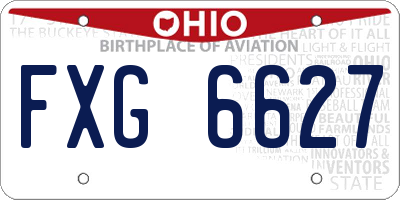 OH license plate FXG6627