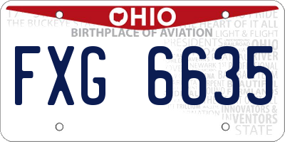 OH license plate FXG6635